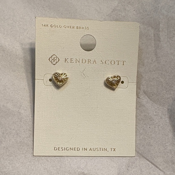 Kendra Scott Gold Heart Stud Earrings - Picture 1 of 3